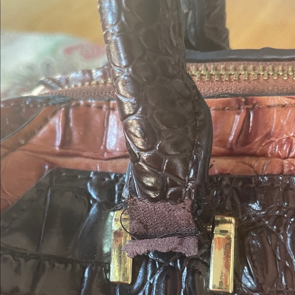 Brahmin Rich Brown Embossed Satchel - Picture 4 of 11